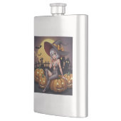 Groene Oog Halloween Heks op Jack-O-Lantern's Flacon (Links)