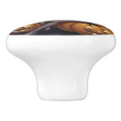 Groene Oog Halloween Heks op Jack-O-Lantern's Keramische Knop (Zijkant)