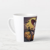 Groene Oog Halloween Heks op Jack-O-Lantern's Latte Mok (Linkerhoek)