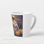 Groene Oog Halloween Heks op Jack-O-Lantern's Latte Mok (Rechterhoek)