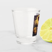 Groene Oog Halloween Heks op Jack-O-Lantern's Shot Glas (Links)