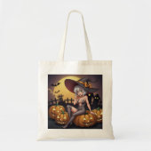 Groene Oog Halloween Heks op Jack-O-Lantern's Tote Bag (Voorkant)