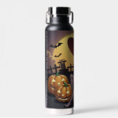 Groene Oog Halloween Heks op Jack-O-Lantern's Waterfles (Voorkant)