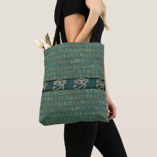 Groene Oog van Ra Mysterieuze Egyptische Hiëroglie Tote Bag