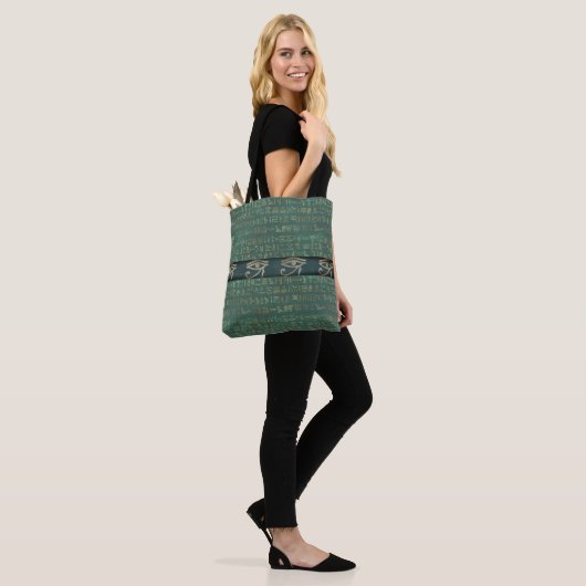 Groene Oog van Ra Mysterieuze Egyptische Hiëroglie Tote Bag (Op model)
