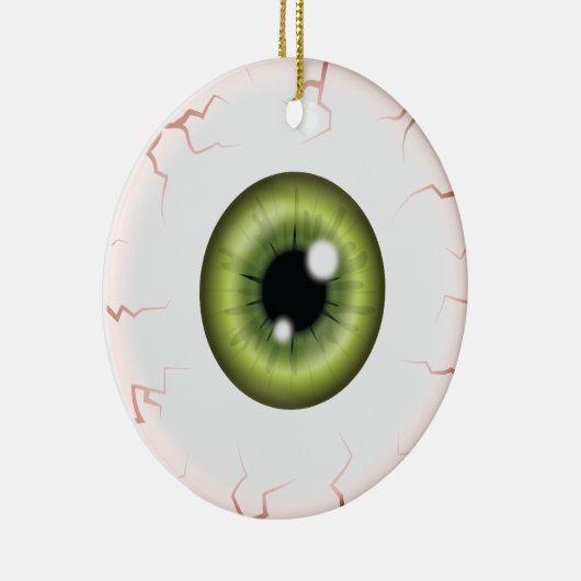 Groene oogbal met aangepaste naam Happy Halloween Keramisch Ornament (Rechts)
