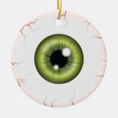 Groene oogbal met aangepaste naam Happy Halloween Keramisch Ornament (Voorkant)