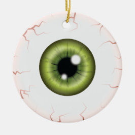 Groene oogbal met aangepaste naam Happy Halloween  Keramisch Ornament