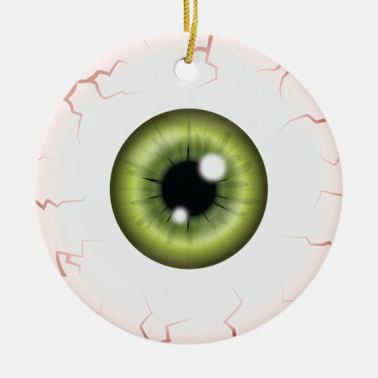 Groene oogbal met aangepaste naam Happy Halloween Keramisch Ornament (Voorkant)