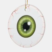 Groene oogbal met aangepaste naam Happy Halloween Keramisch Ornament (Links)