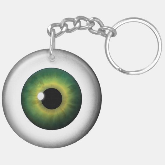 Groene Oogbal Ronde Tweezijdige Acryl Sleutelhange Sleutelhanger (Achterkant Links)