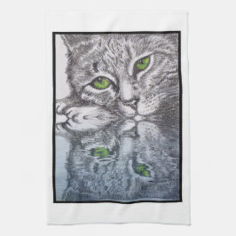 Groene oogkatten theedoek