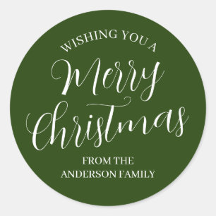 Groene op maat gemaakte Kerststickers Ronde Sticker