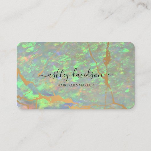 Groene Opal en Gold Modern Glam Visitekaartjes (Voorkant)
