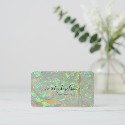 Groene Opal en Gold Modern Glam Visitekaartjes (Staand voorkant)