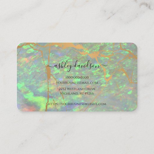 Groene Opal en Gold Modern Glam Visitekaartjes (Achterkant)
