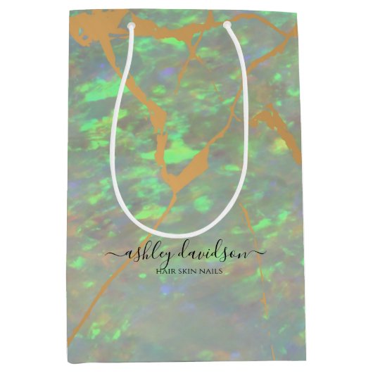 Groene Opal Shopping Gift Bags Medium Cadeauzakje (Voorkant)