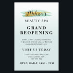 GROENE OPENING | trendy goudblauwe schoonheidsspa Flyer<br><div class="desc">Laat je grootse heropening zien met dit mooie ontwerp met munt,  witte kleuren en zwarte tekst. De tekst kan gepersonaliseerd worden.</div>