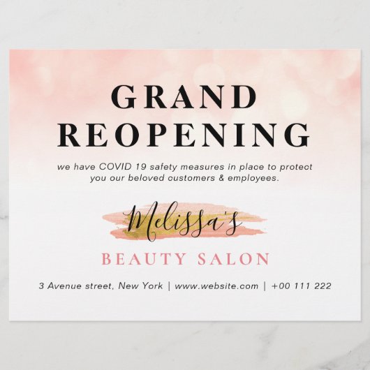 GROENE OPENING | trendy goudroze schoonheidssalon Flyer (Voorkant)