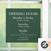 Groene Openingstijden Uur Bord | Ramensticker Raamsticker (Huis)