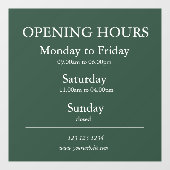 Groene Openingstijden Uur Bord | Ramensticker Raamsticker (Vel)