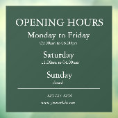 Groene Openingstijden Uur Bord | Ramensticker Raamsticker (Vel 3)