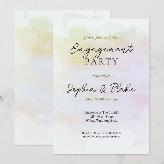 Groene/Oranje Abstracte Waterverf Kaart (Voorkant / Achterkant)