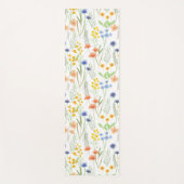 Groene Oranje Aquarel Wilde Bloem Yogamat (Voorkant)