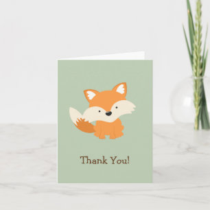 Groene & Oranje Baby Fox Dank u Bedankkaart