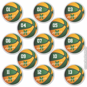 groene oranje basketbal op maat 13 spelersnamen sticker