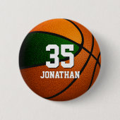 Groene oranje basketbalspeler Teamkleuren Ronde Button 5,7 Cm (Voorkant)