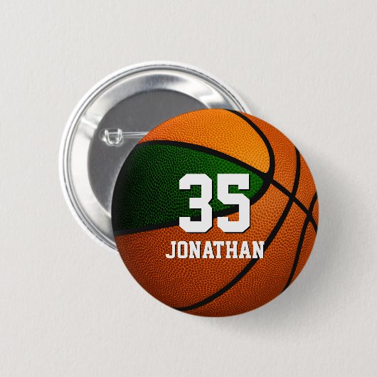 Groene oranje basketbalspeler Teamkleuren Ronde Button 5,7 Cm (Voorkant /achterkant)