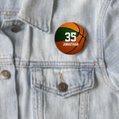 Groene oranje basketbalspeler Teamkleuren Ronde Button 5,7 Cm (In situ)