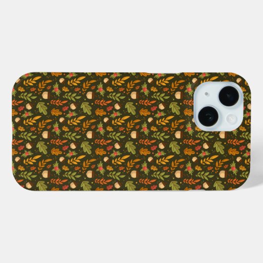 Groene & Oranje Bladpatroon iPhone Case (Achterkant (horizontaal))