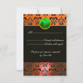 GROENE ORANJE DAMASK MET SHAMROCK, RSVP zwart (Achterkant)
