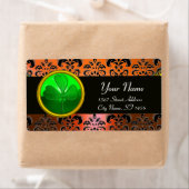 GROENE ORANJE DAMASK MET SHAMROCK, zwart Etiket (Insitu)