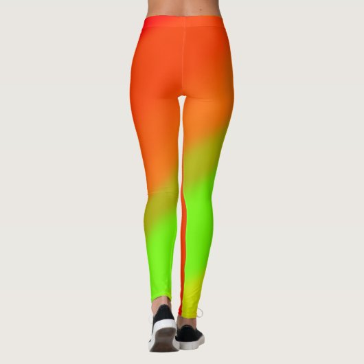 Groene Oranje en Rode Golven Leggings (Achterkant)