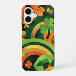 GROENE ORANJE GELE IERSE ABSTRACTE PATRONEN iPhone 16 HOESJE