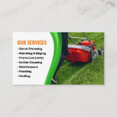 Groene & oranje graslandschapsmaaiservice visitekaartje (Achterkant)
