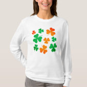 Groene Oranje handschoen Shamrock Leaf St Patrick' T-shirt (Voorkant)