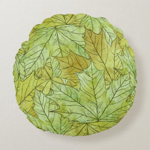 GROENE & ORANJE HERFSTBLADEREN ROND KUSSEN