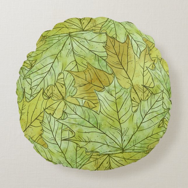 GROENE & ORANJE HERFSTBLADEREN ROND KUSSEN (Voorkant)