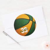 groene oranje jongens basketbalteamkleuren ronde sticker (Envelop)