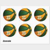 groene oranje jongens basketbalteamkleuren ronde sticker (Vel)