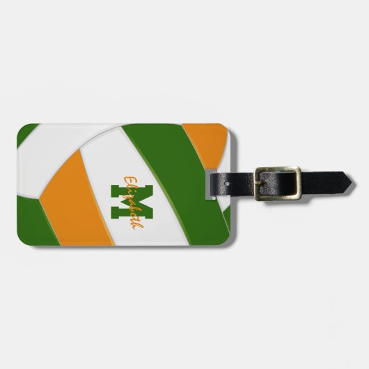 groene oranje jongens - teamgiften volleyball bagagelabel (Voorkant horizontaal)
