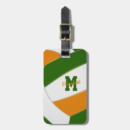 groene oranje jongens - teamgiften volleyball bagagelabel (Voorkant verticaal)
