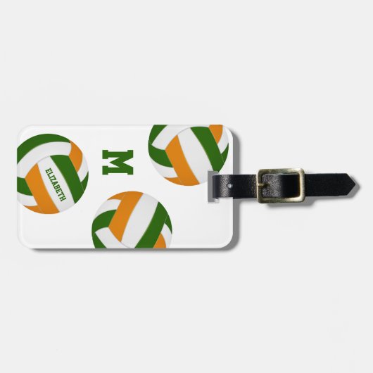 groene oranje jongens volleybalteamcadeaus voor vo bagagelabel (Voorkant horizontaal)