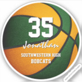 Groene oranje kinder basketbalteamcadeaus sticker (Voorkant)