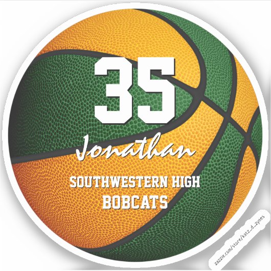 Groene oranje kinder basketbalteamcadeaus sticker (Voorkant)