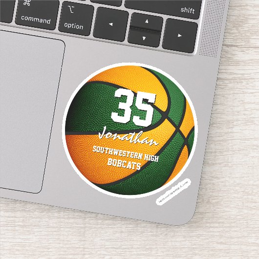 Groene oranje kinder basketbalteamcadeaus sticker (Detail)